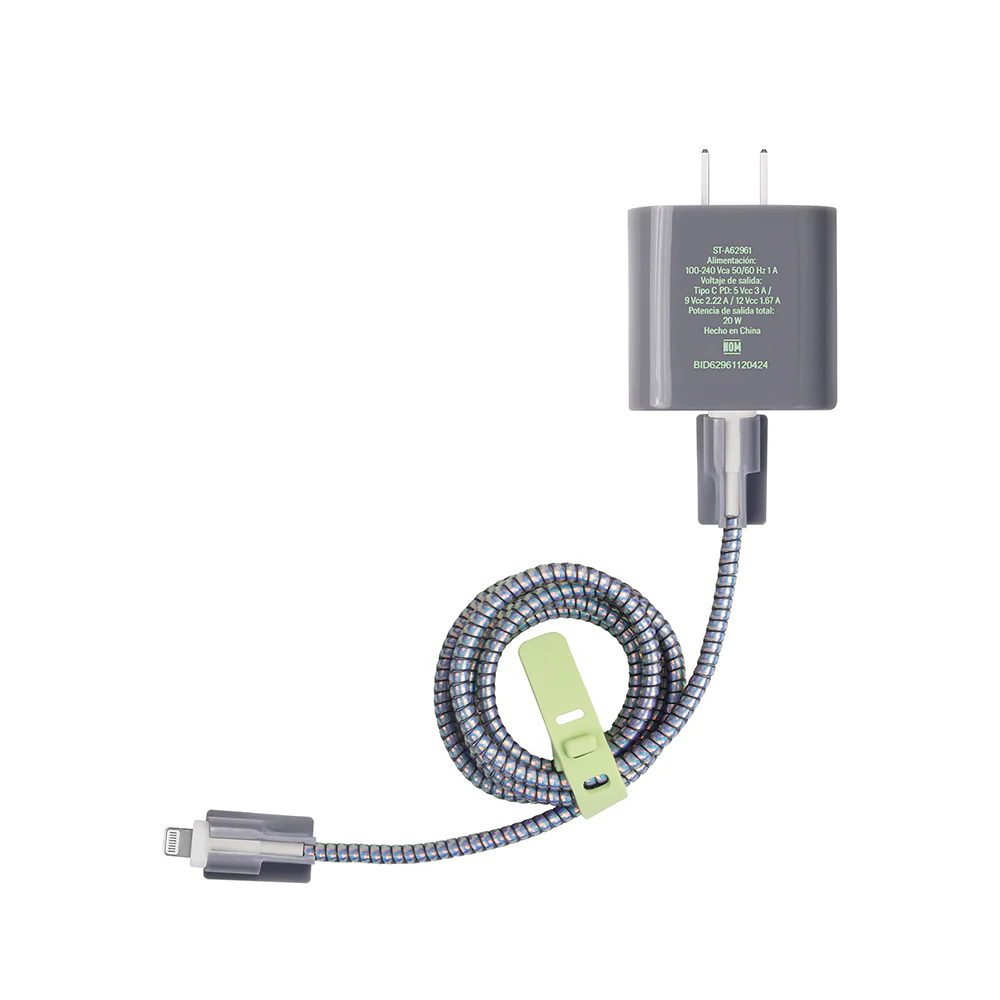 3 Pack Carga Ultra Rápida VIVA STF Cargador 20W + Cable 60 W Tipo C-Lightning + Kit protector Gris - Image 4