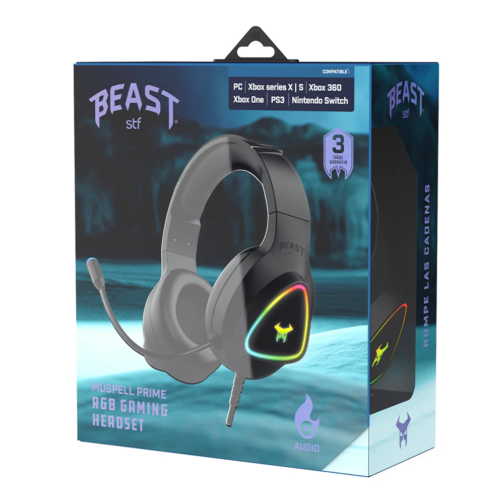 Audífonos Gamer Alámbricos On ear Beast STF Muspell Prime Bocina 50mm, Micrófono, Negro - Image 5