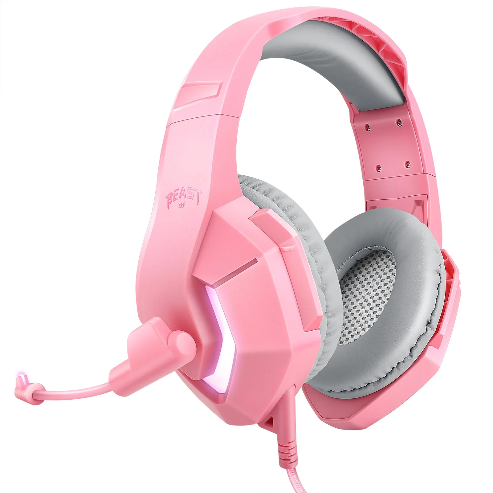 Audífonos Alámbricos Gamer On ear Beast STF Muspell Tournament Hi-Fi, 3.5 mm, Rosa - Image 4