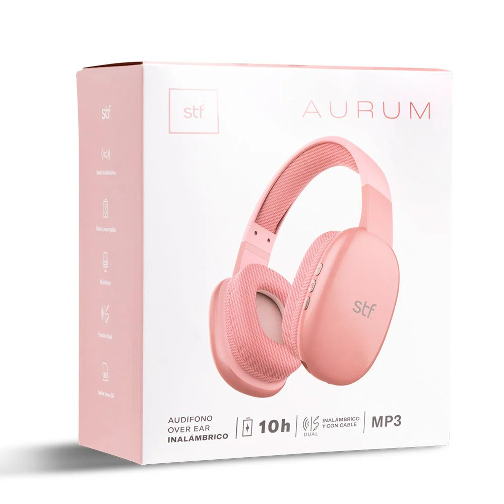 Audifonos Inalambricos On Ear Aurum STF 10hrs Uso Rosa - Image 10