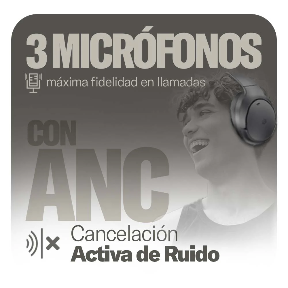 Audifonos Inalambricos On Ear One Plus STF ANC 44hrs Uso Negro - Image 7