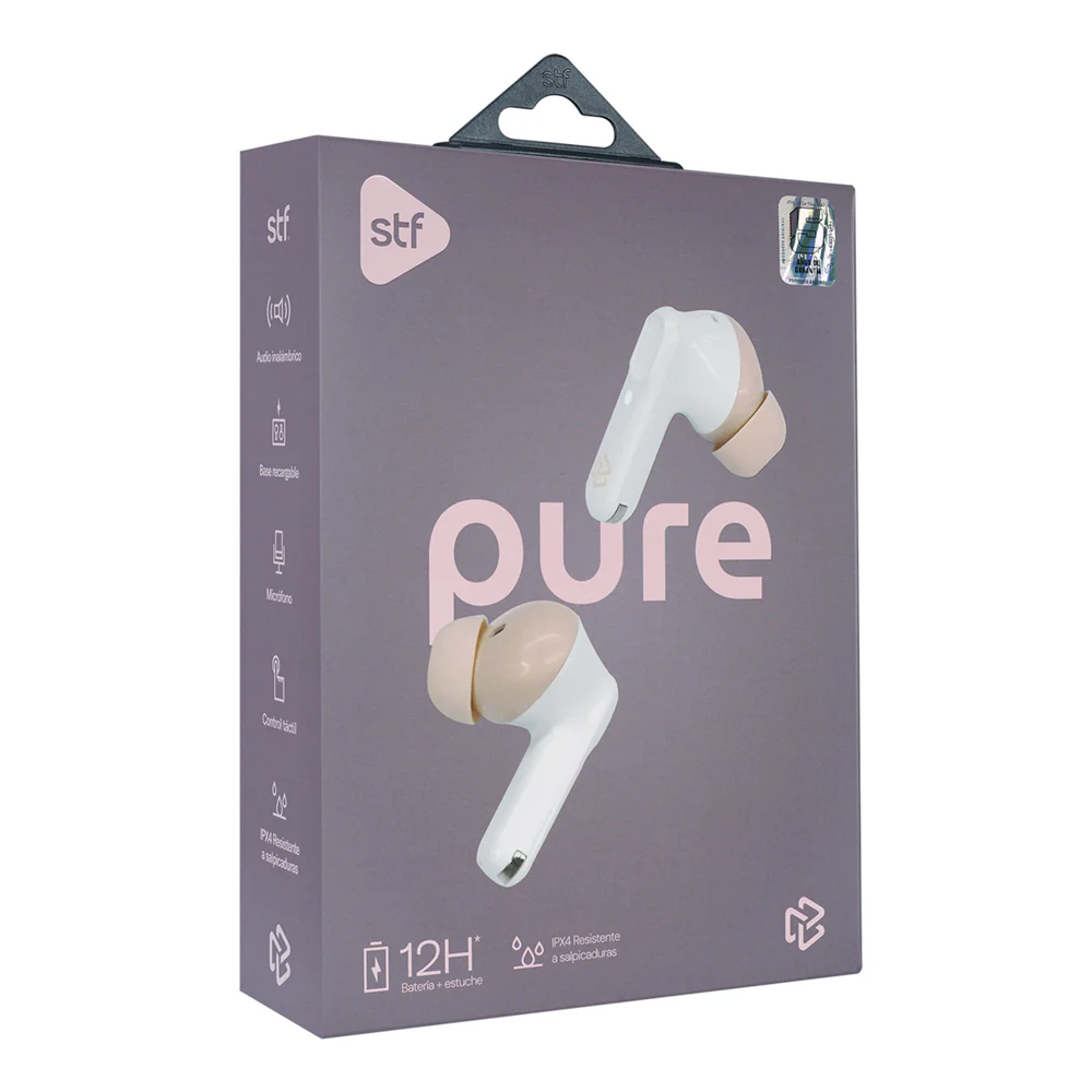 Audifonos Inalambricos Tws Pure STF 12hrs Uso Proteccion IPX4 Blanco - Image 10