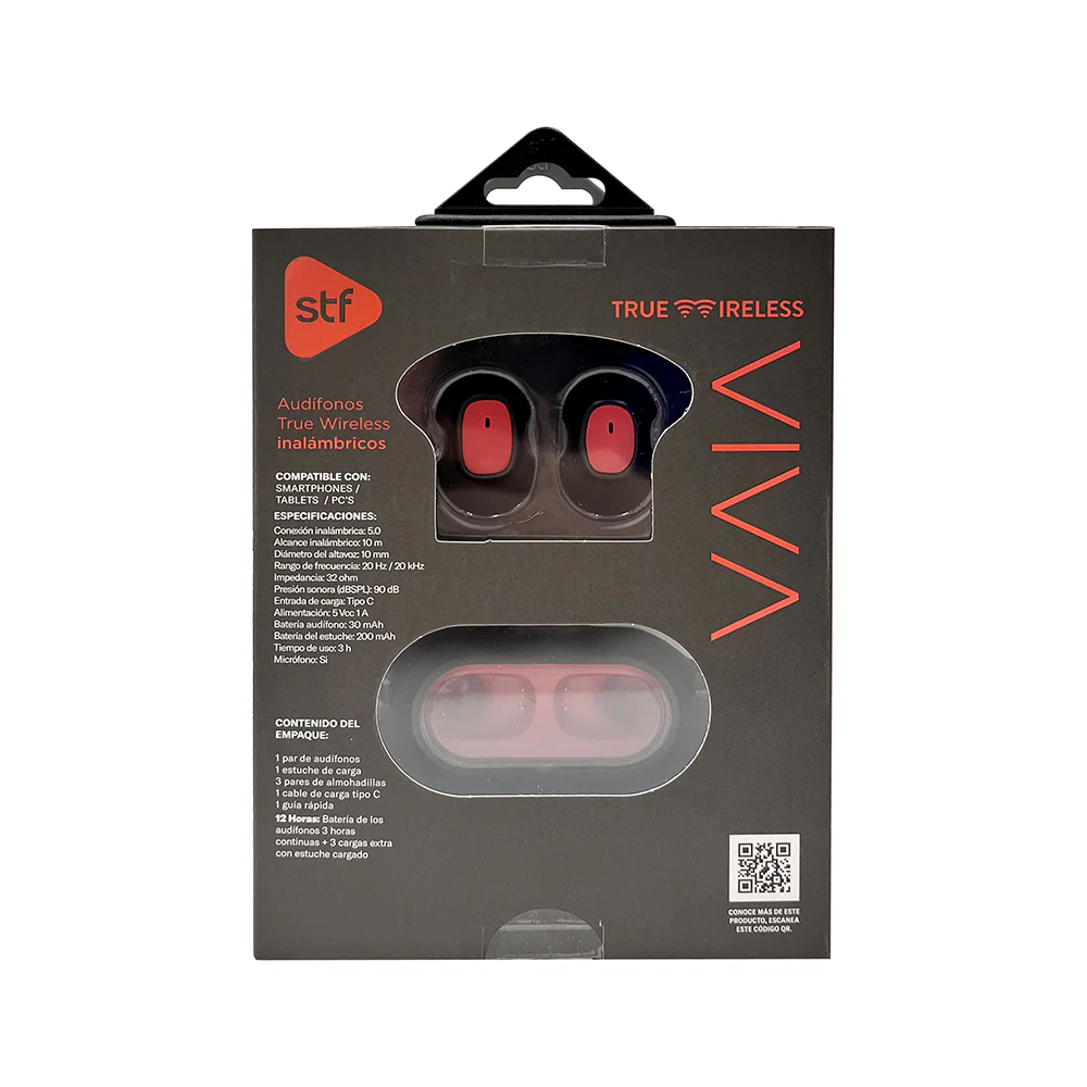 Audifonos Inalambricos Tws Viva STF 12hrs Uso Rojo - Image 6