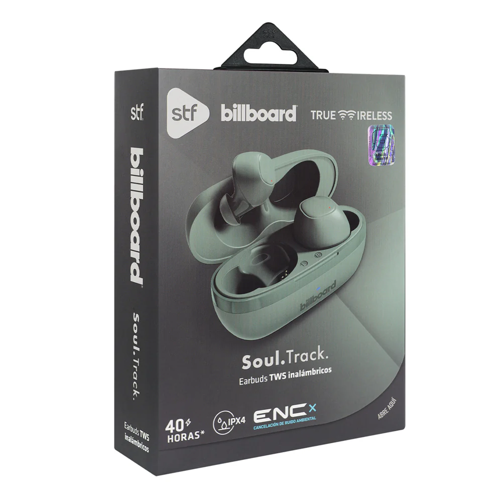Audifonos Inalambricos Tws Soul Track STF - Billboard 40hrs Uso ENC Protección IPX4 Verde - Image 9