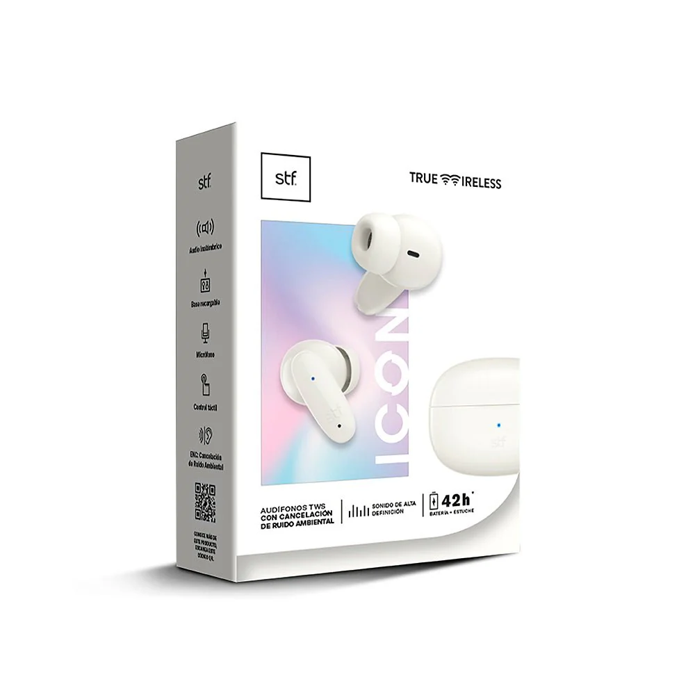 Audifonos Inalambricos Tws Icon STF 42hrs Uso ENC Blanco - Image 5