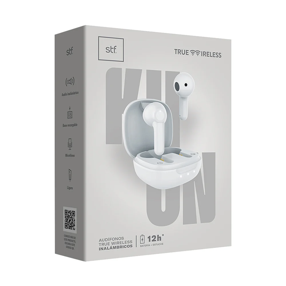 Audifonos Inalambricos Tws Kun STF 12hrs Uso Blanco - Image 6