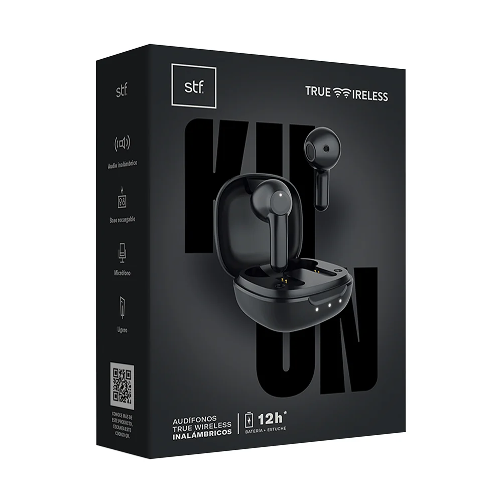 Audifonos Inalambricos Tws Kun STF 12hrs Uso Negro - Image 4