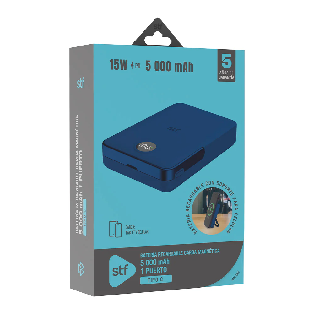 Batería Portátil Power Bank STF 5000 mAh 20W Carga Magnética Azul - Image 5