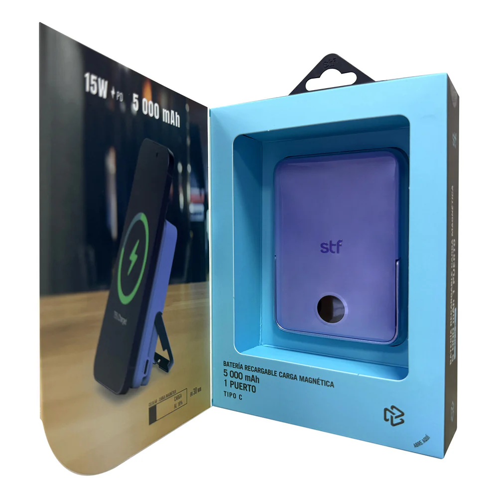 Batería Portátil Power Bank STF 5000 mAh 20W Carga Magnética Lila - Image 5