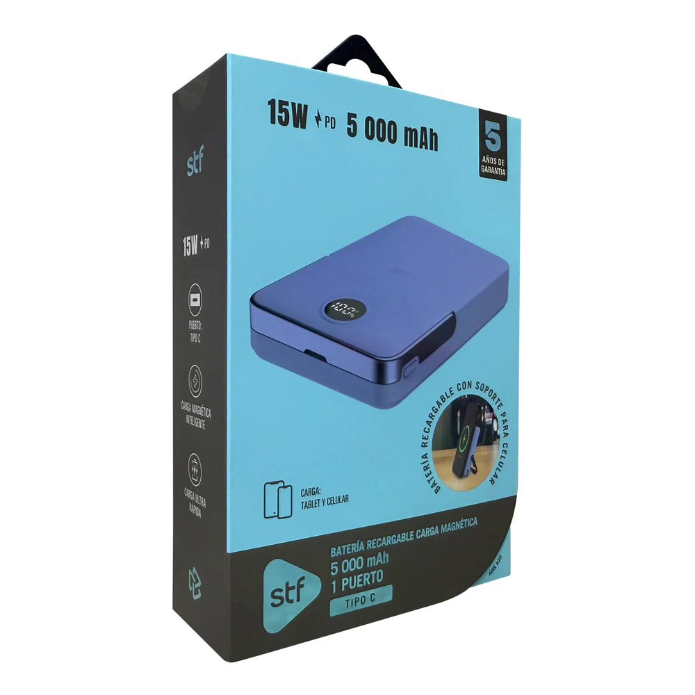 Batería Portátil Power Bank STF 5000 mAh 20W Carga Magnética Lila - Image 6
