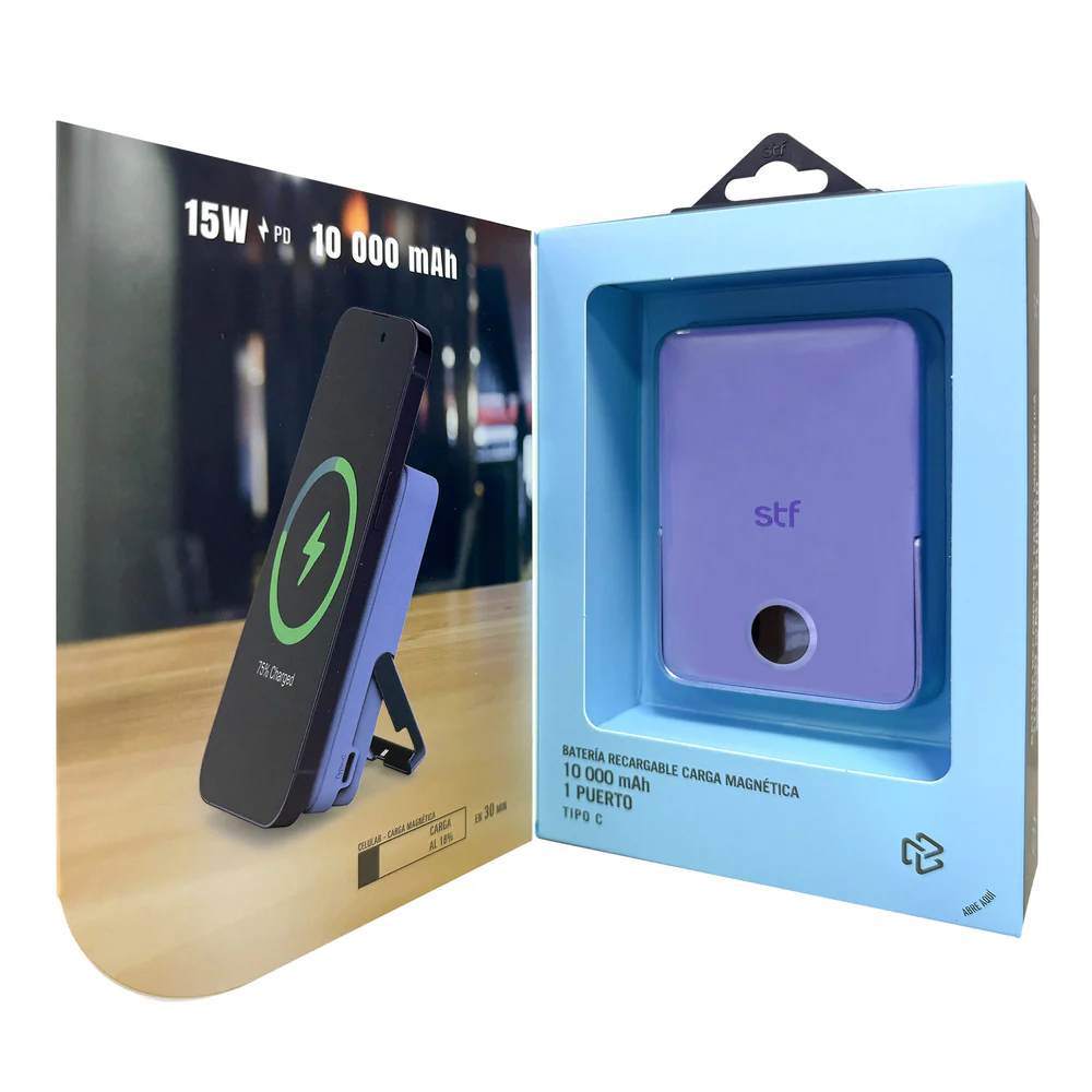Batería Portátil Power Bank STF 10000 mAh 20W Carga Magnética Lila - Image 6