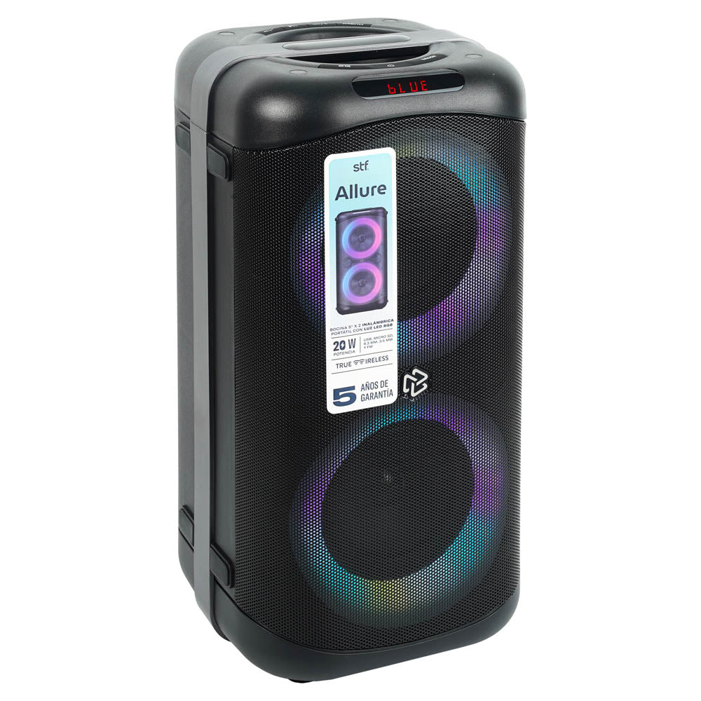 Bocina Portátil Allure 5x2 STF 20W 3hrs Uso Función Tws Negro - Image 3