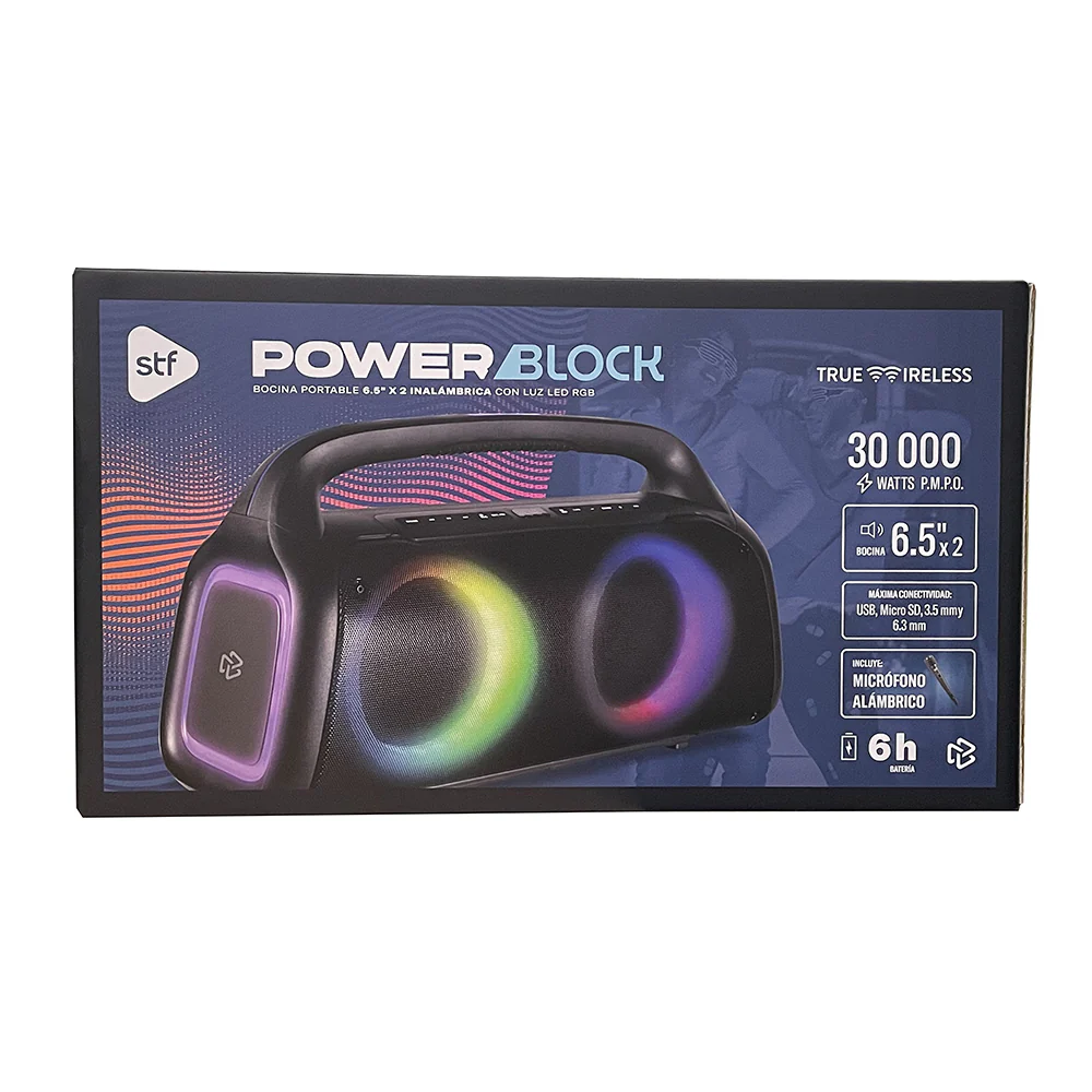 Bocina Portátil Power Block 6.5 STF 60W 6hrs Uso Función Tws - Image 5