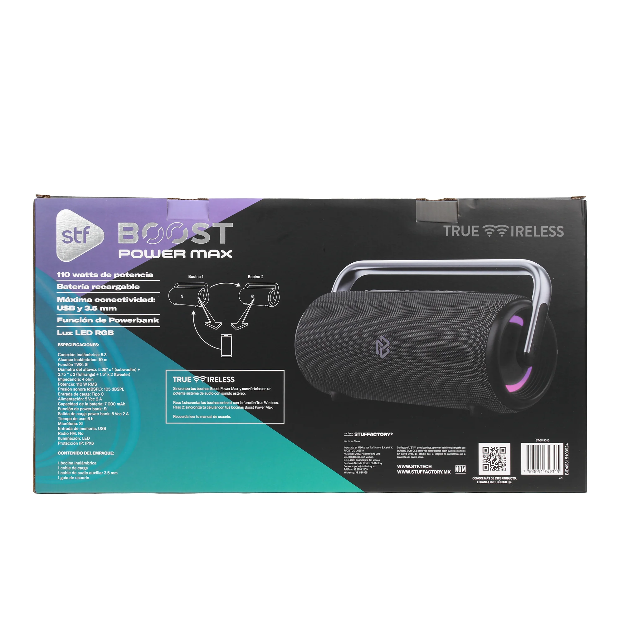 Bocina Portátil Boost Power Max STF 110W 6hrs Uso Función Tws con Power Bank - Image 17