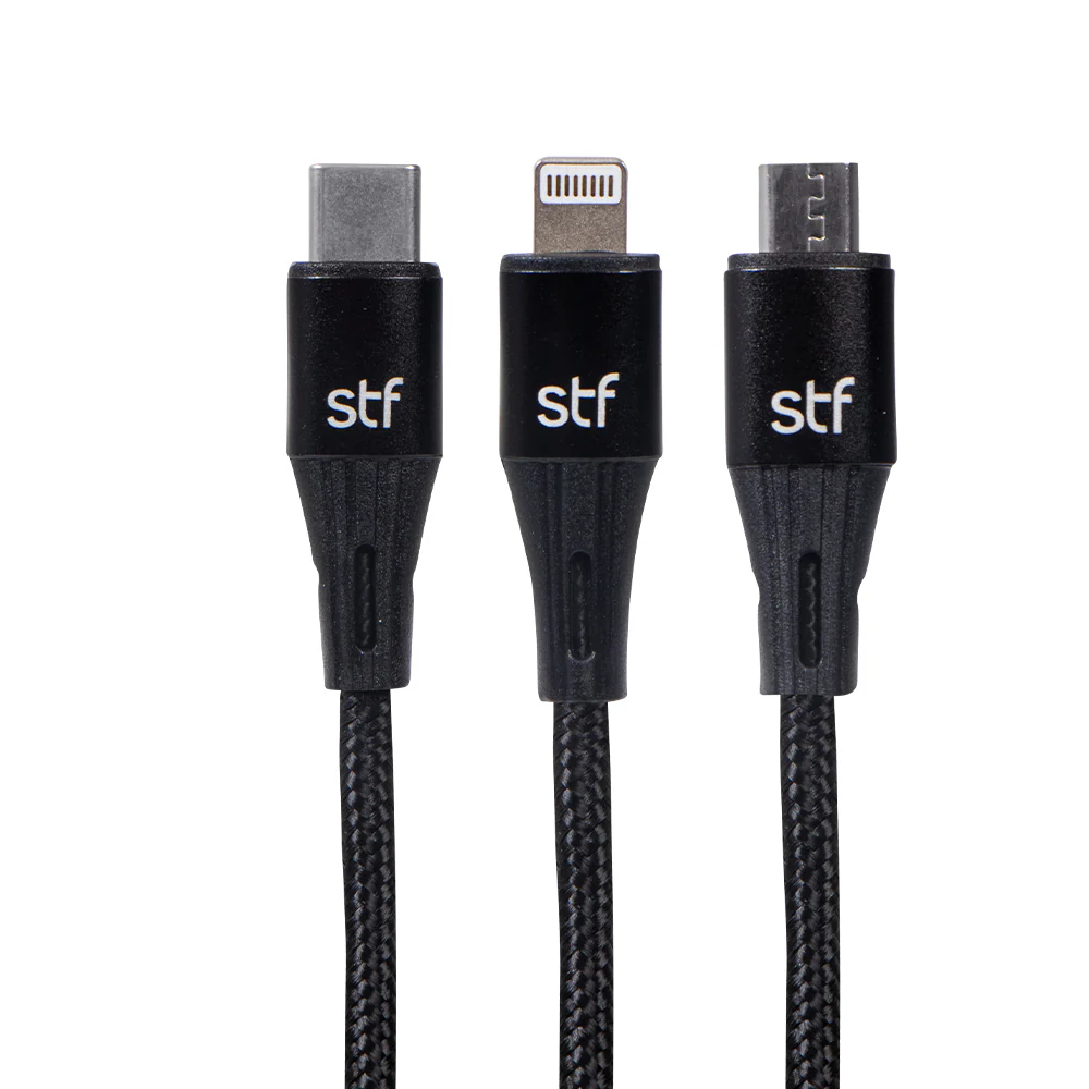 Cable 3 en 1 STF USB a Micro USB/Tipo C/Lightning Carga Rápida 2A 1.8m - Image 3