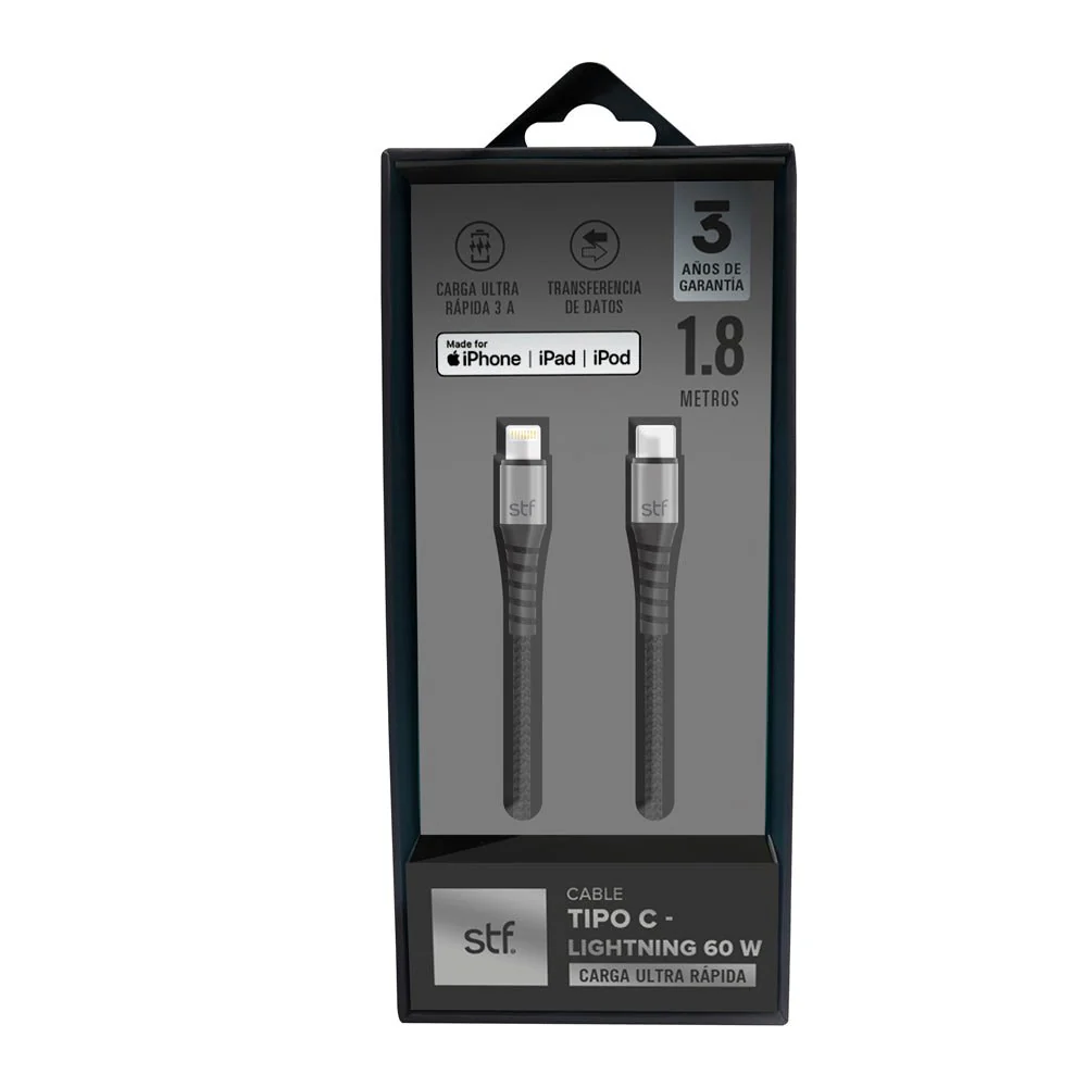Cable Tipo C a Lightning STF 1.8m Carga Ultra Rápida 30W MFi Certificado - Image 7