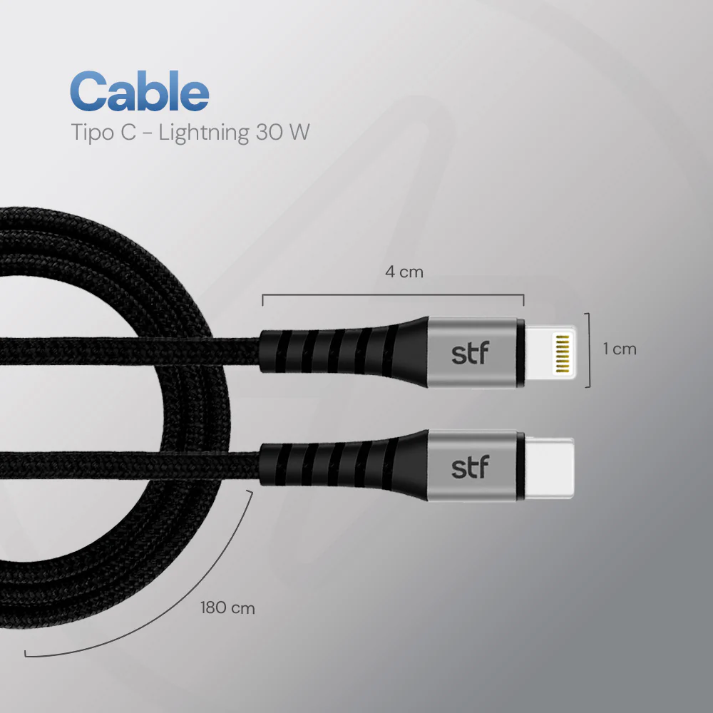 Cable Tipo C a Lightning STF 1.8m Carga Ultra Rápida 30W MFi Certificado - Image 8