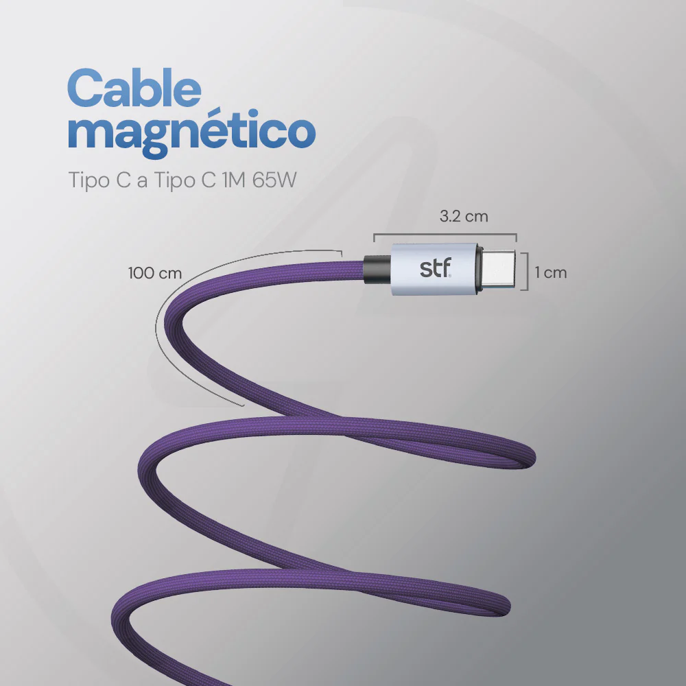 Cable Magnético Tipo C a Tipo C STF Carga Rápida, 65W, Transferencia de datos, Morado - Image 4