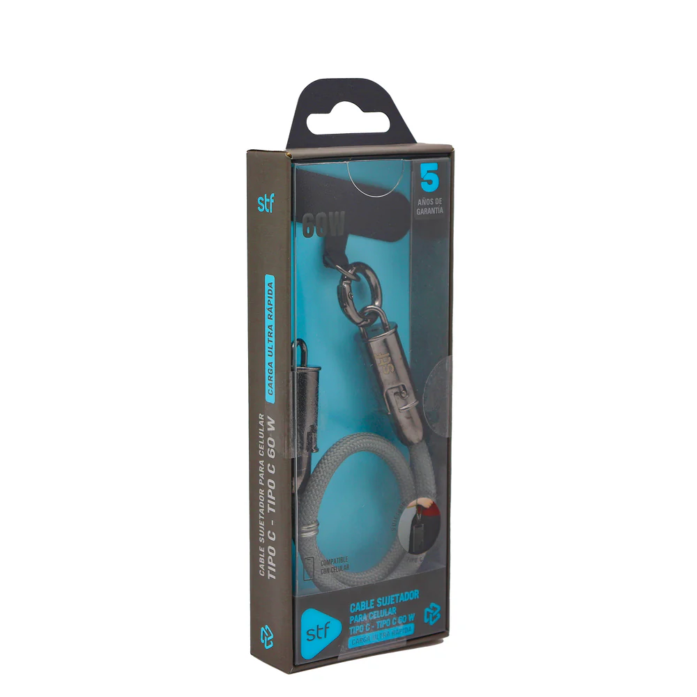Cable Sujetador Tipo C STF 60W, Carga Rápida, Función Soporte, 30 cm - Image 7