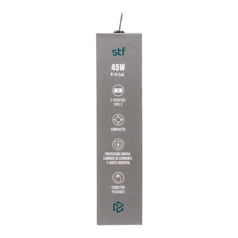 Cargador Pared STF GaN 45W Dual Tipo C Carga Ultra Rápida Enchufe Plegable - Image 13