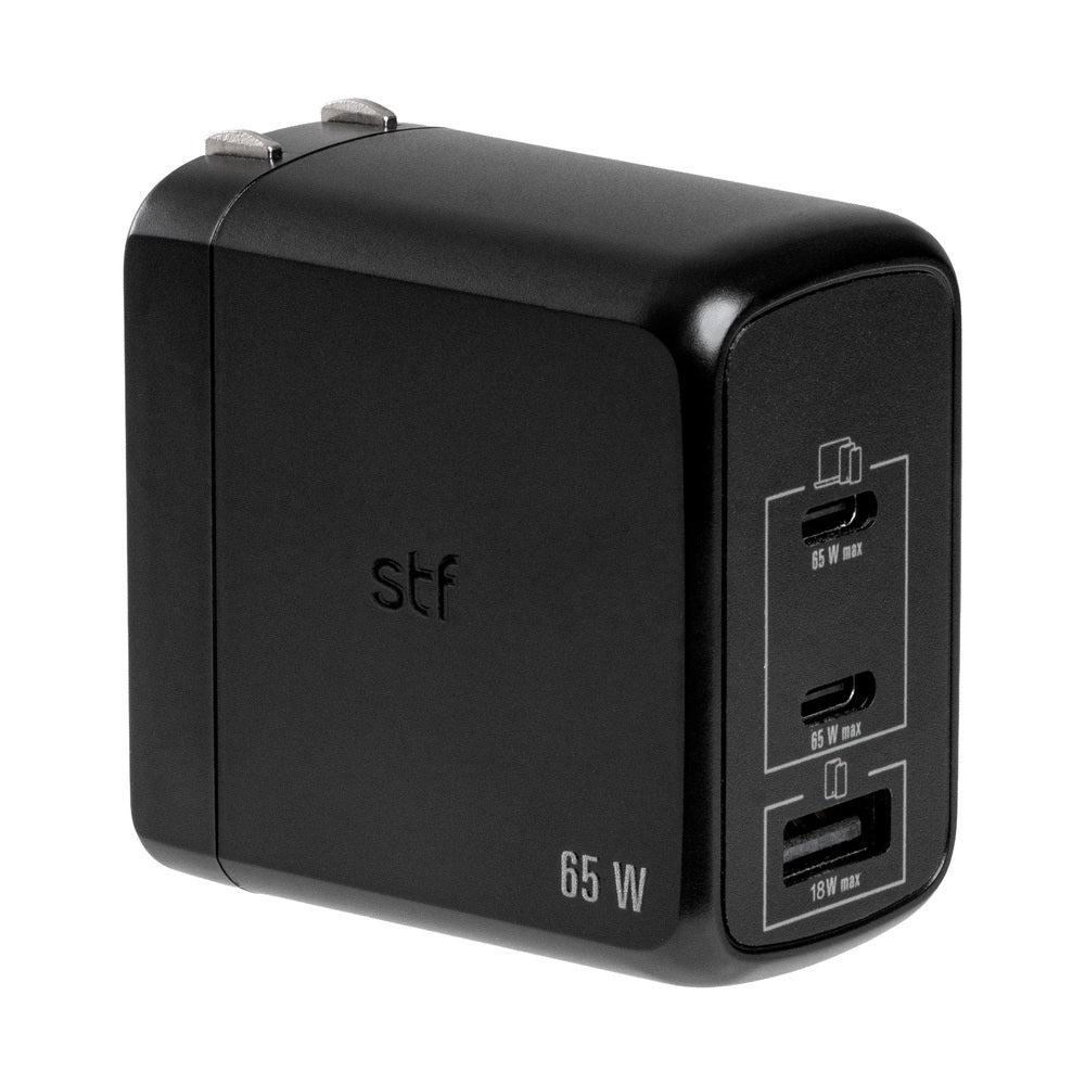 Cargador Pared STF GaN 65W 3 Salidas Tipo C Dual + USB Carga Ultra Rápida - Image 5