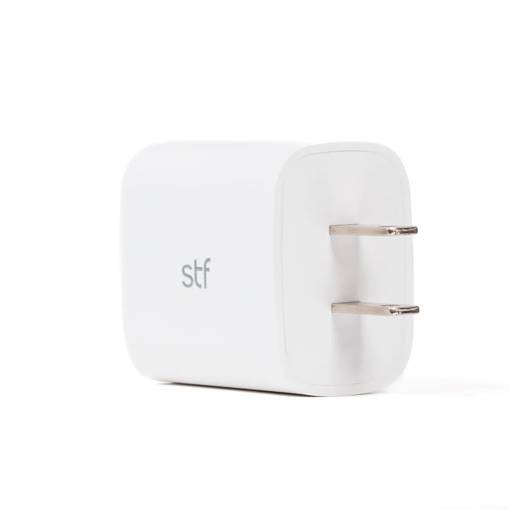 Cargador Pared STF 20W Doble Salida Carga Ultra Rápida 3A Tipo C + USB blanco
