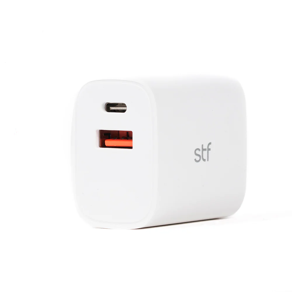 Cargador Pared STF 20W Doble Salida Carga Ultra Rápida 3A Tipo C + USB blanco - Image 2