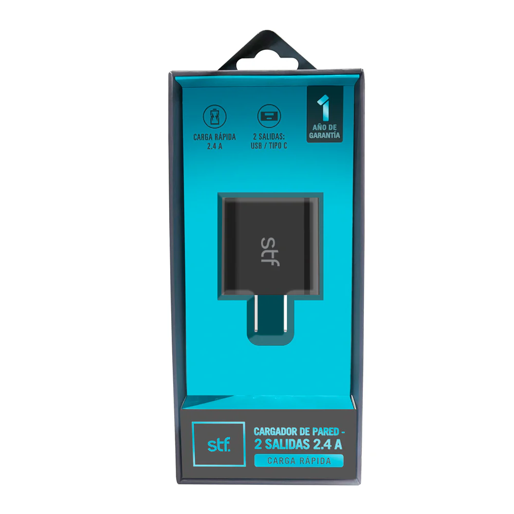 Cargador Pared STF 12W Doble Salida Carga Rápida 2.4A Tipo C + USB - Image 5