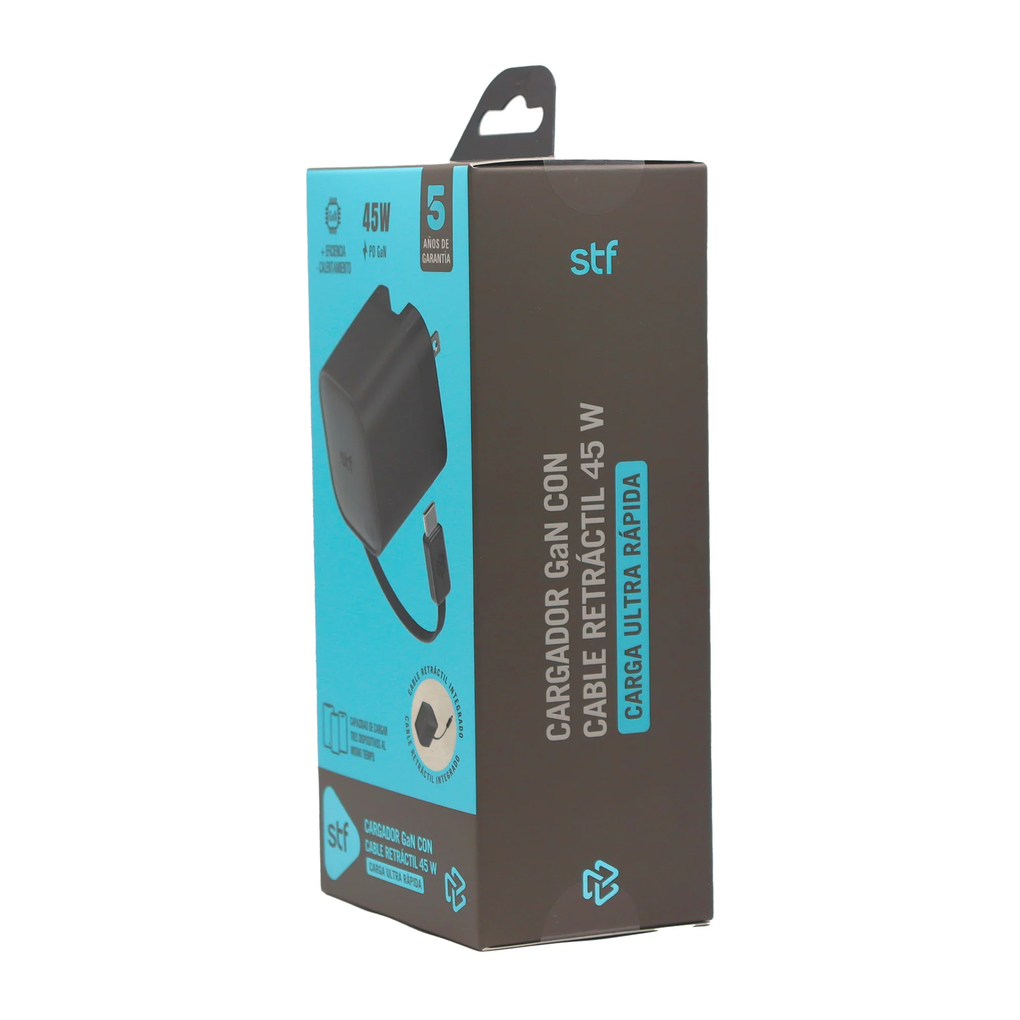Cargador rápido Retráctil STF 45W, Tecnología GaN, Cable Tipo C - Image 9