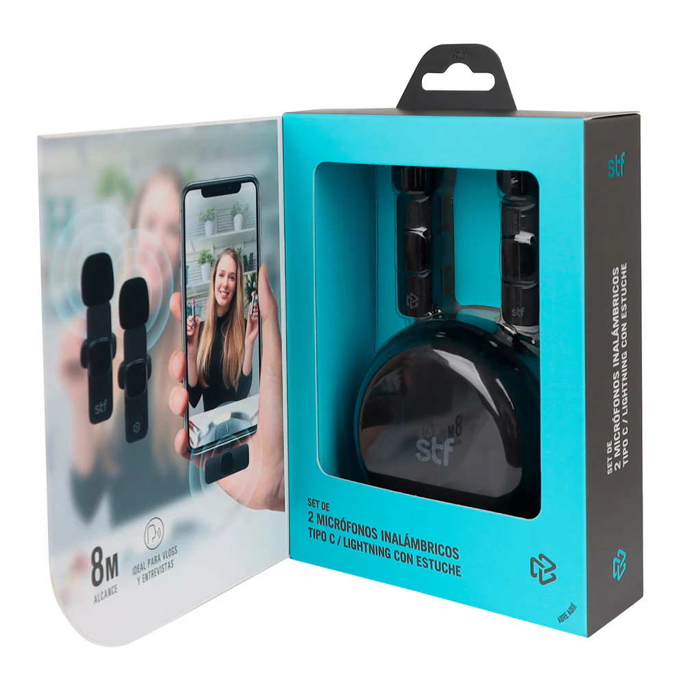 Kit STF 2 Micrófonos inalámbricos para celular Tipo C - Lightning con estuche - Image 13
