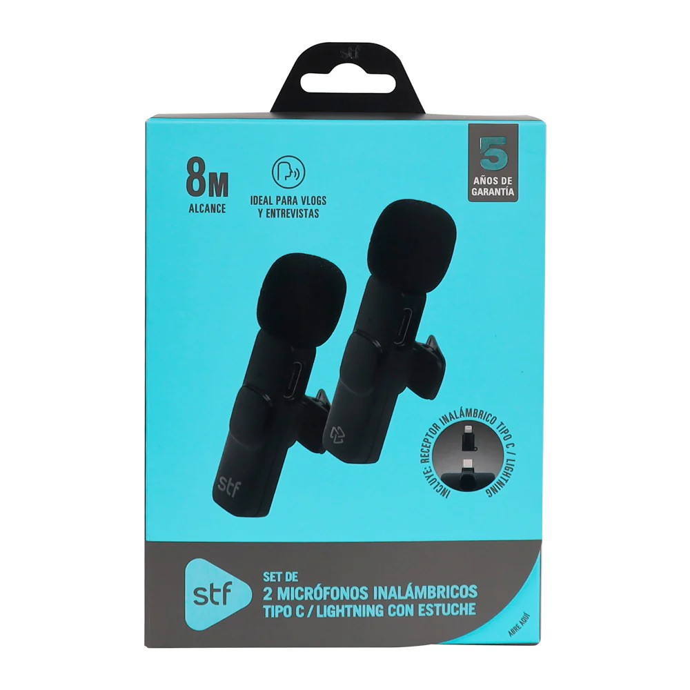 Kit STF 2 Micrófonos inalámbricos para celular Tipo C - Lightning con estuche - Image 14