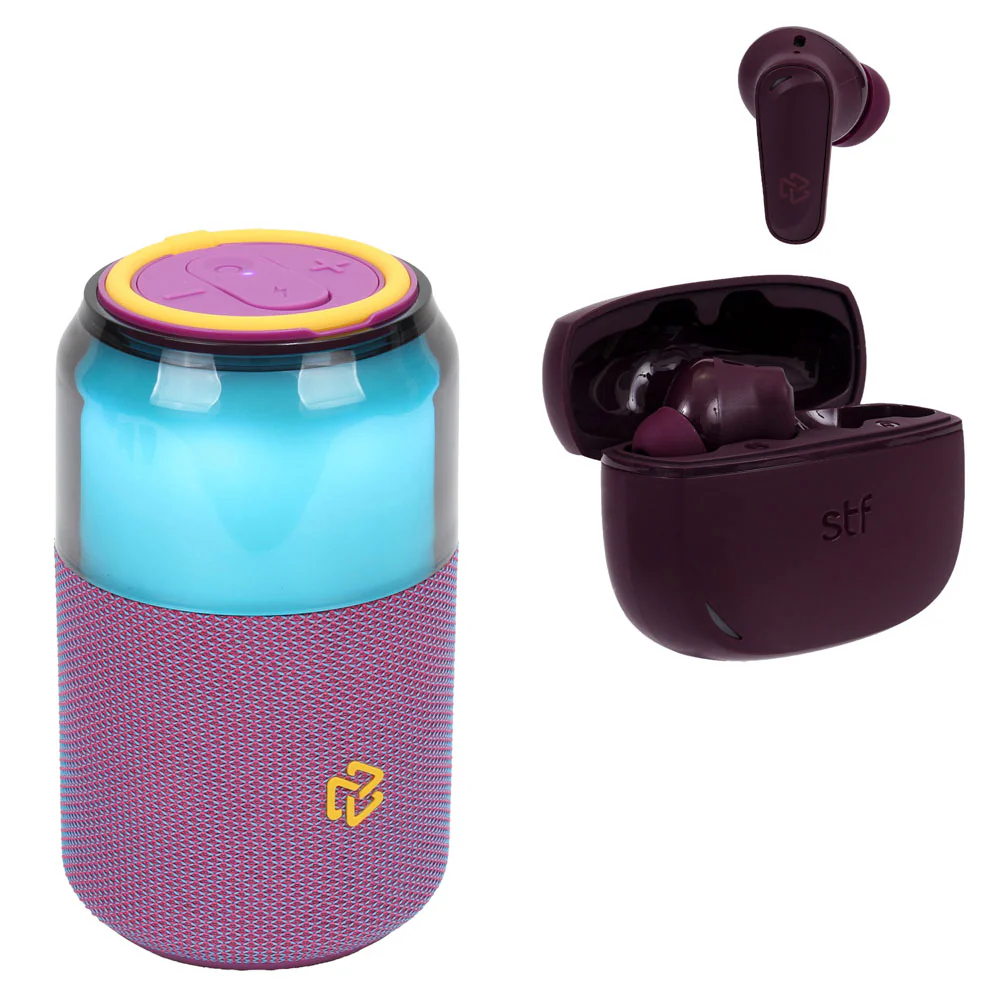 Combo STF Audífonos One TWS ENC + Bocina inalámbrica BOLT color Morado - Image 3