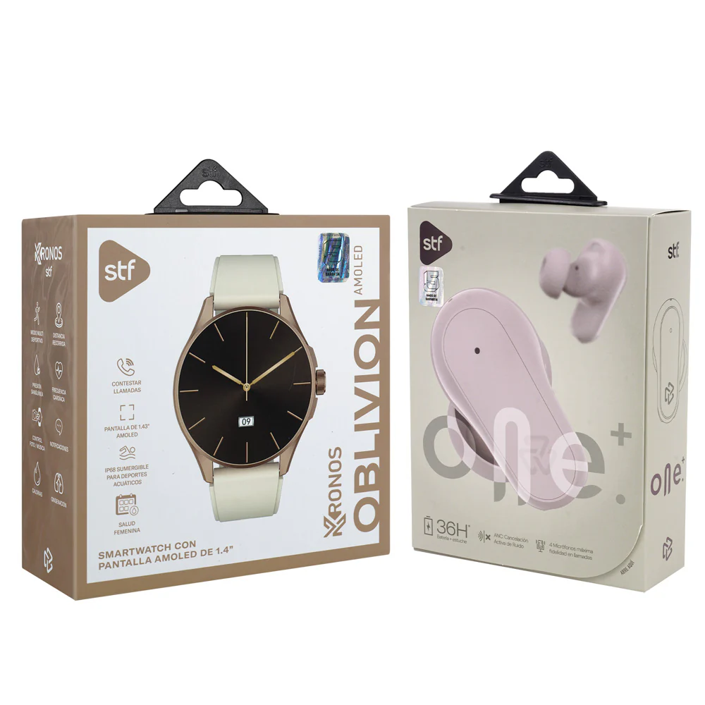 Combo STF Smartwatch Reloj Kronos Oblivion + Audífonos TWS One Plus Rosa - Image 5