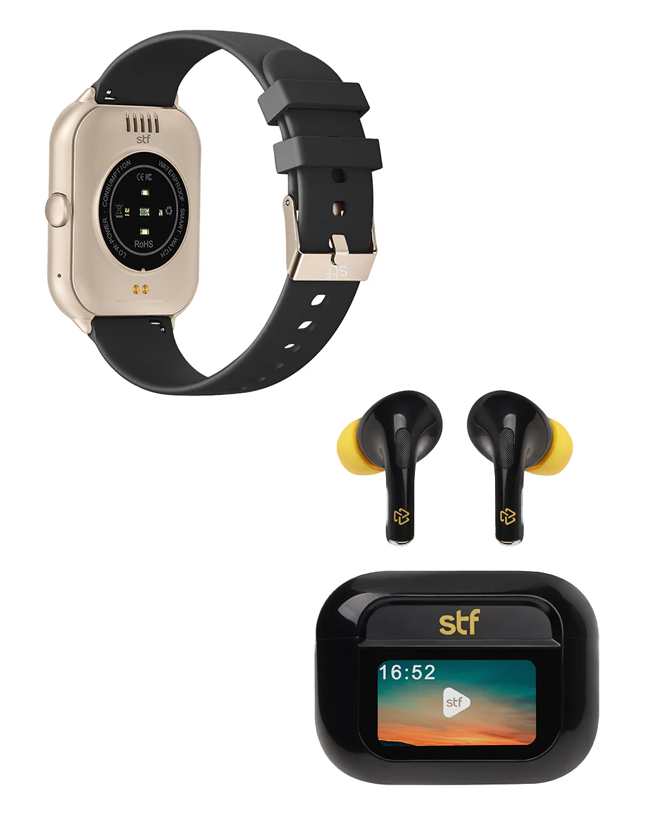 Combo STF Smartwatch Reloj Kronos Blaze + Audífonos True Wireless Tracker pantalla LCD - Image 4