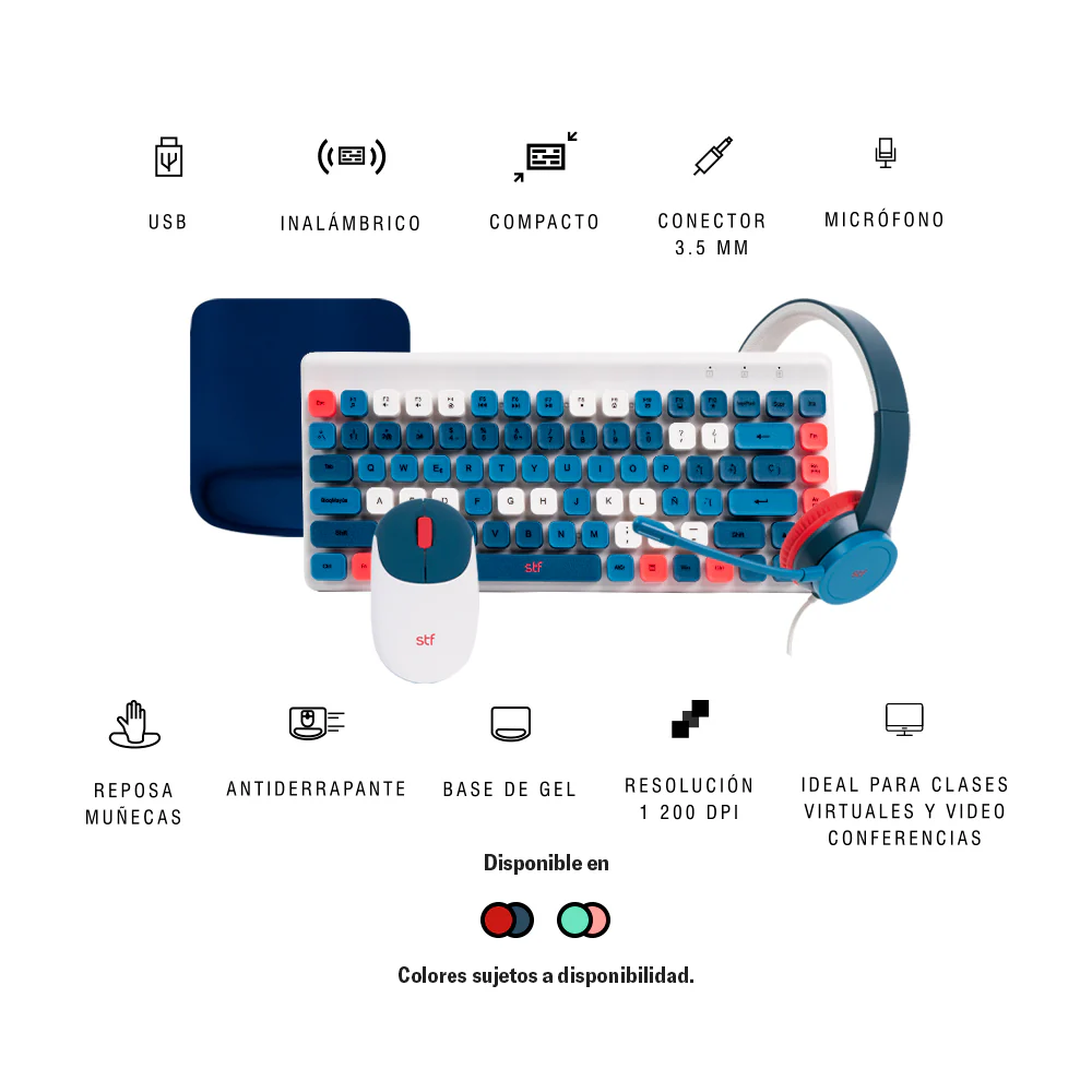 Kit VIVA STF Mouse inalámbrico para computadora June Azul - Image 8