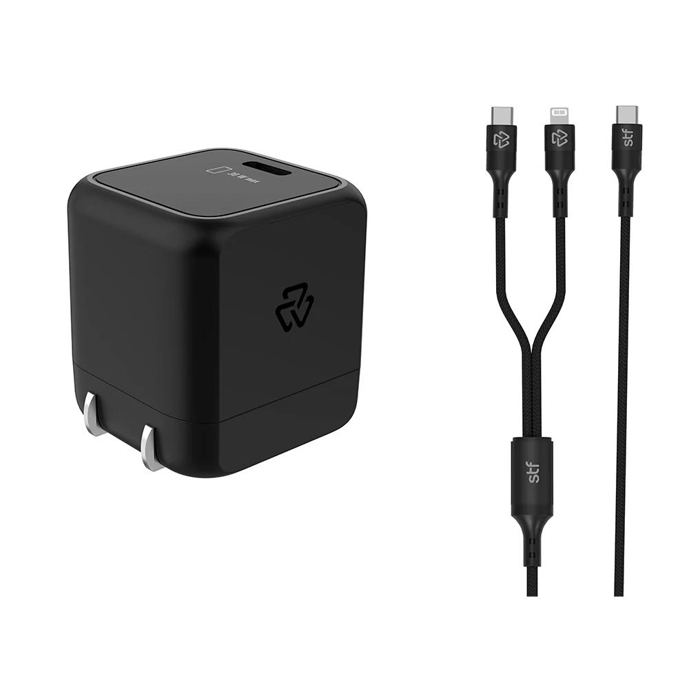 2 Pack Cargador STF GaN 30W + Cable Tipo C/Lightning Carga Rápida PD - Image 7