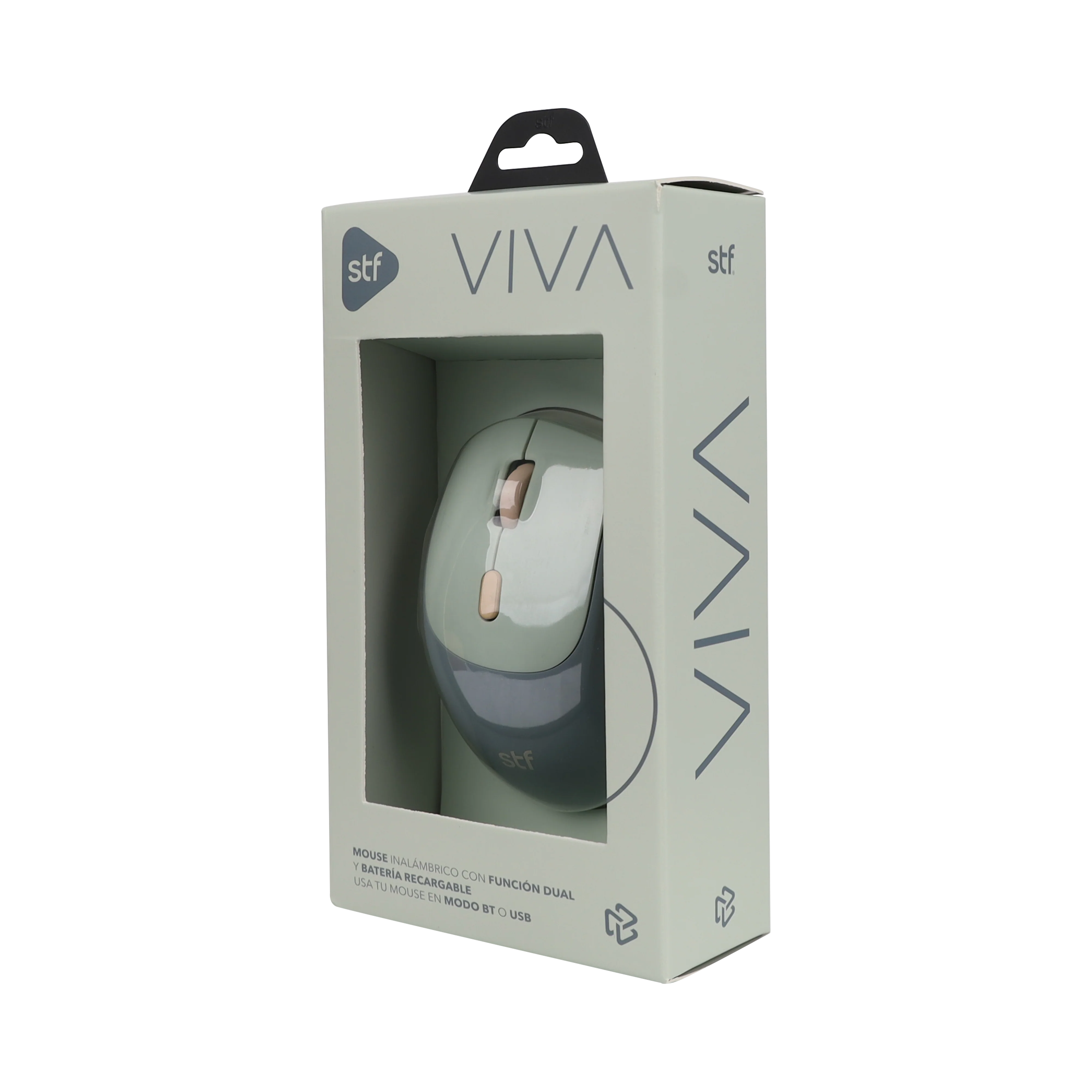 Mouse inalámbrico óptico VIVA STF Batería recargable, 1600 DPI, Gris Menta - Image 2