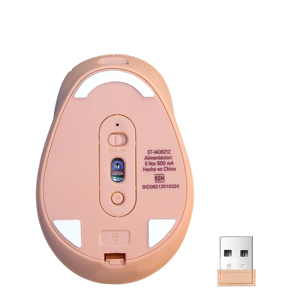 Mouse inalámbrico óptico VIVA STF Batería recargable 1600 DPI rosa - Image 5