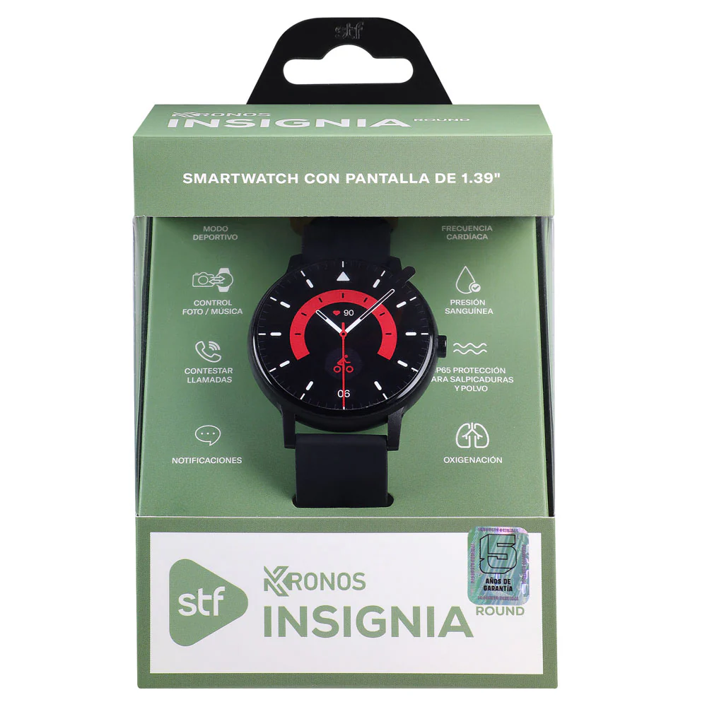 Smartwatch Reloj Kronos Insignia Round STF Pantalla 1.3" Resistencia al agua IP65 Negro - Image 3