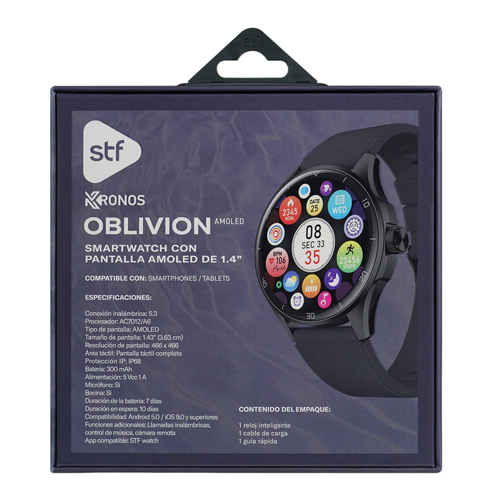 Smartwatch Reloj Kronos Oblivion STF Pantalla Amoled 1.43" Resistencia al agua IP68 Negro - Image 9
