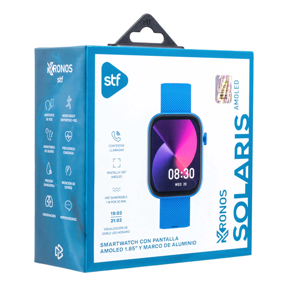 Smartwatch Reloj Kronos Solaris STF Pantalla Amoled 1.85"Resistencia al agua IP67 Azul - Image 8