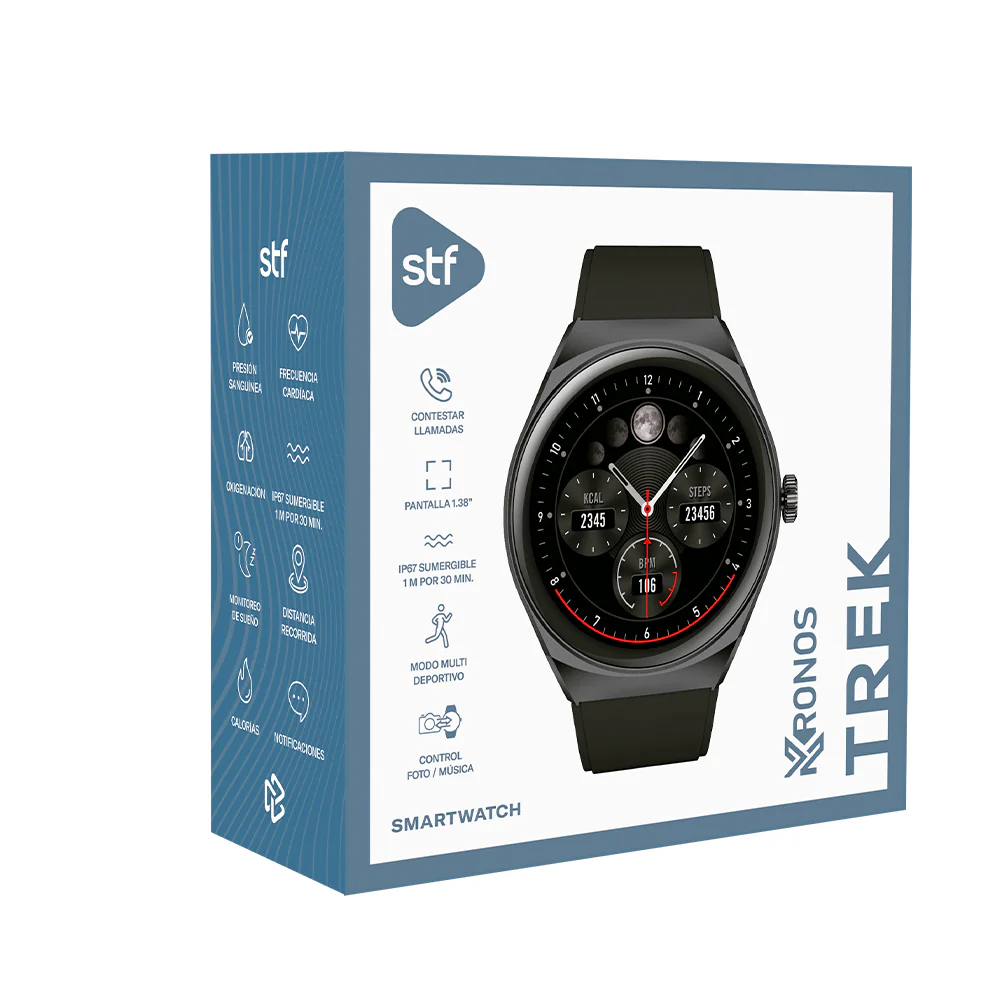 Smartwatch Reloj Kronos Trek STF Pantalla 1.38" Resistencia al agua IP67 Negro - Image 12