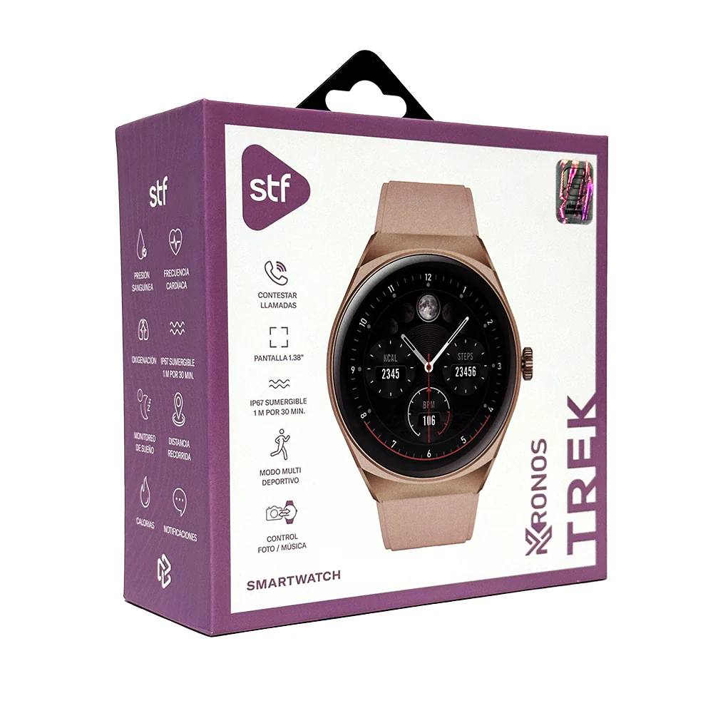 Smartwatch Reloj Kronos Trek STF Pantalla 1.38" Resistencia al agua IP67 Rosa - Image 12