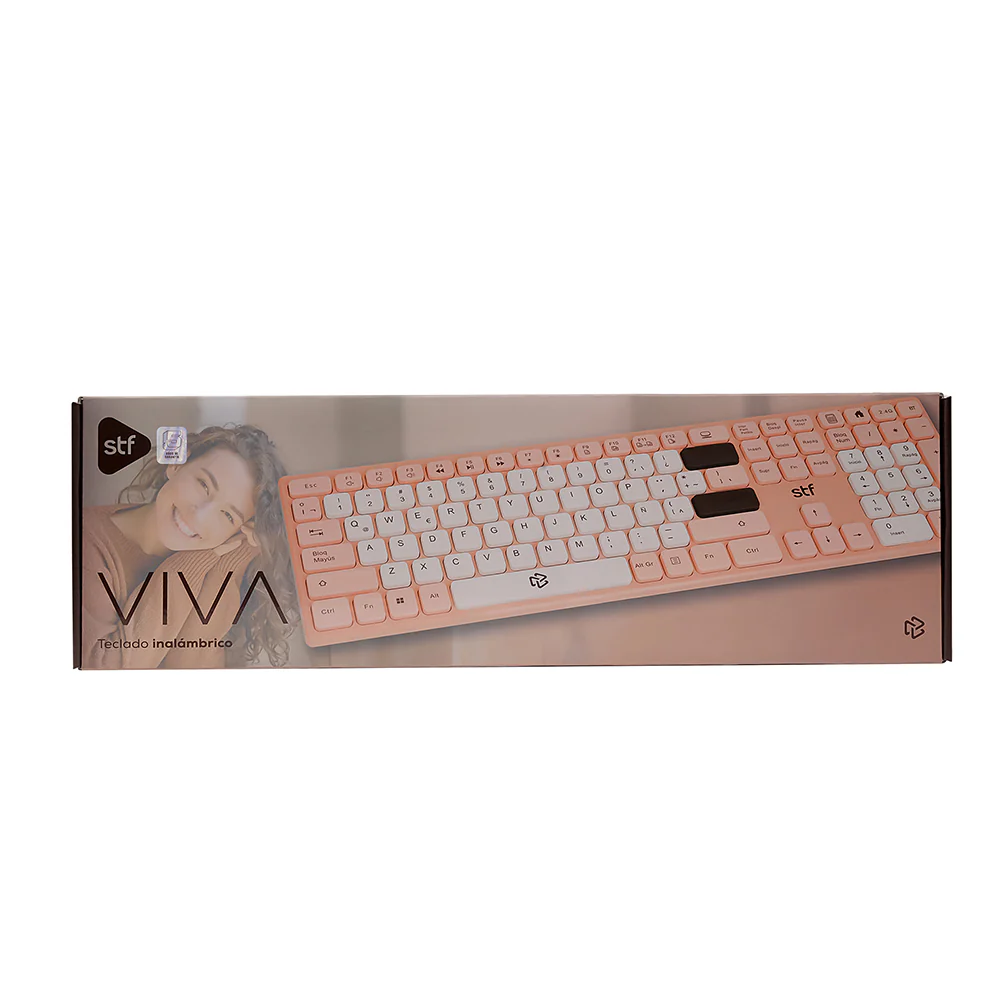Teclado Inalámbrico VIVA STF 2.4GHz, Bluetooth 5.0, 110 Teclas, Multimedia, Windows/Mac Nude - Image 3
